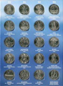 Набор 25 центов 2010-2021 США Национальные парки Прекрасная Америка (56 монет), в альбоме